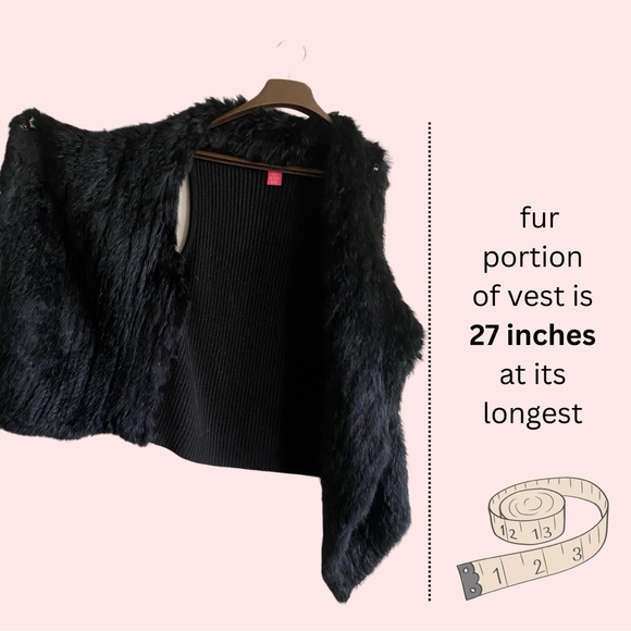 CATHERINE MALANDRINO sz.S draped rabbit fur black high-low vest like new - Picture 8 of 11